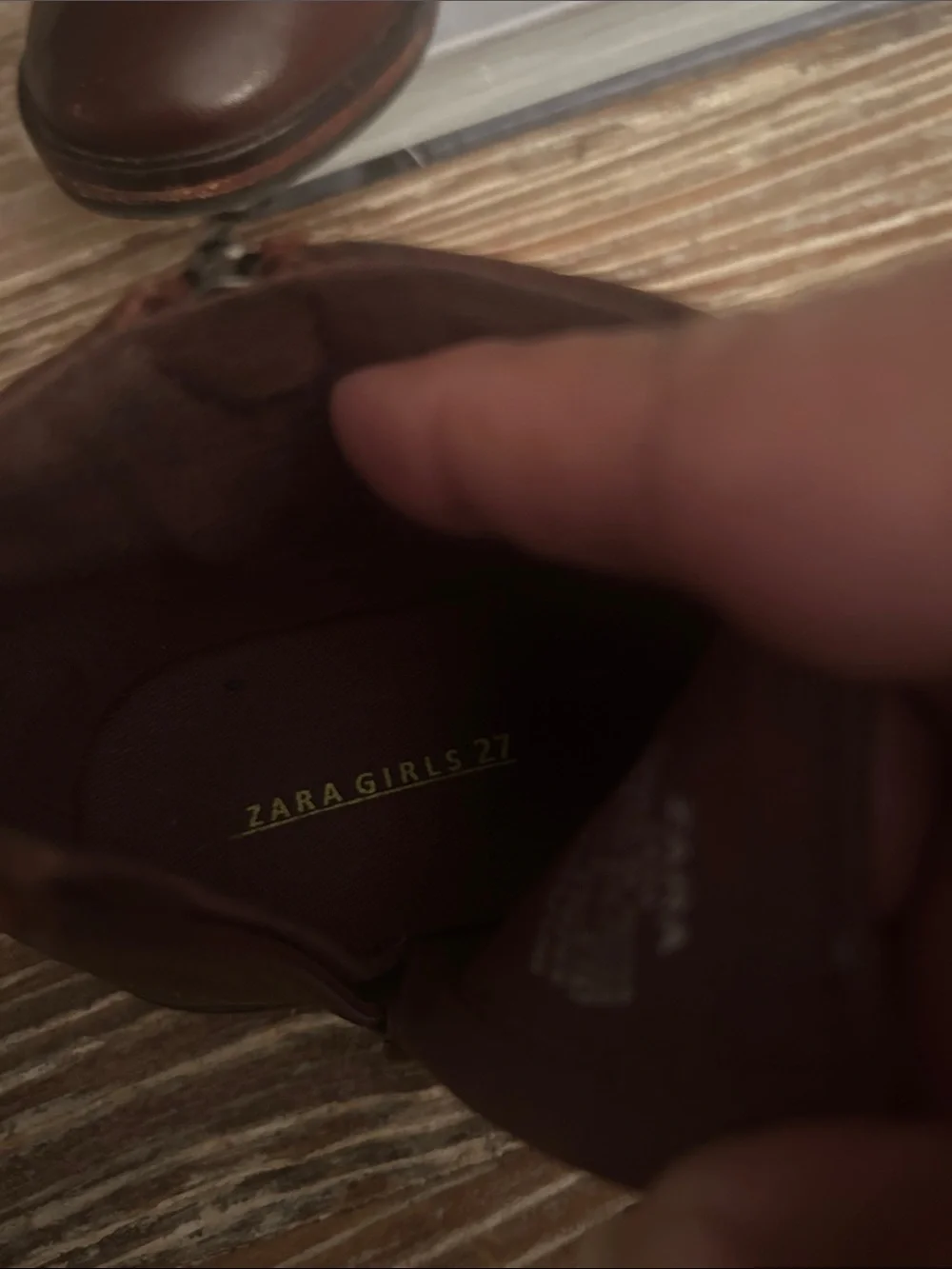 Zara Girls Kids Brown Leather Ankle Boots - Classic Zip Closure